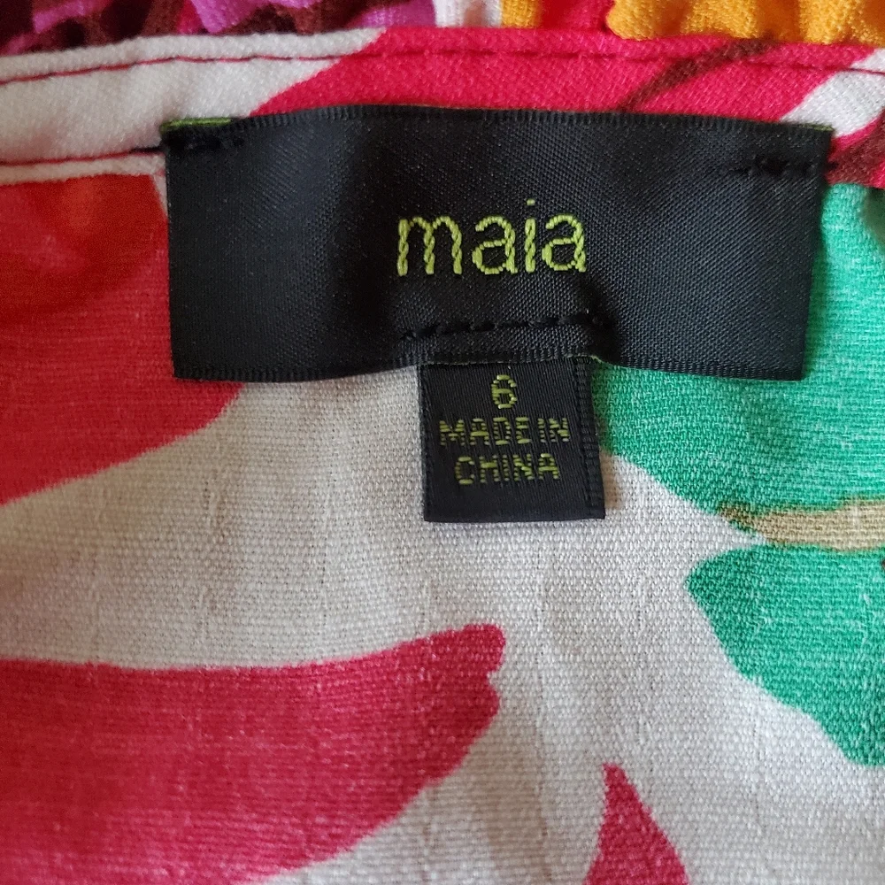 Maia Tropical Red Flutter Dress Small